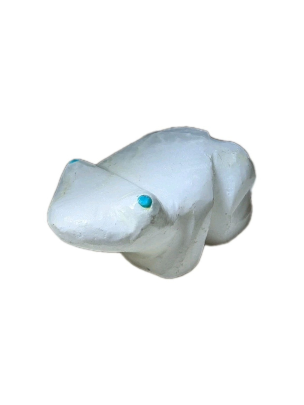White Frog Fetish Zuni New Mexico Carving Native Chipped Foot and Possible Crack